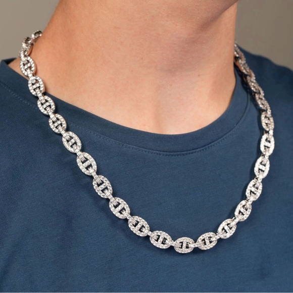 22" 10MM Micro Diamond Mariner Link Chain - Picture 2 of 3